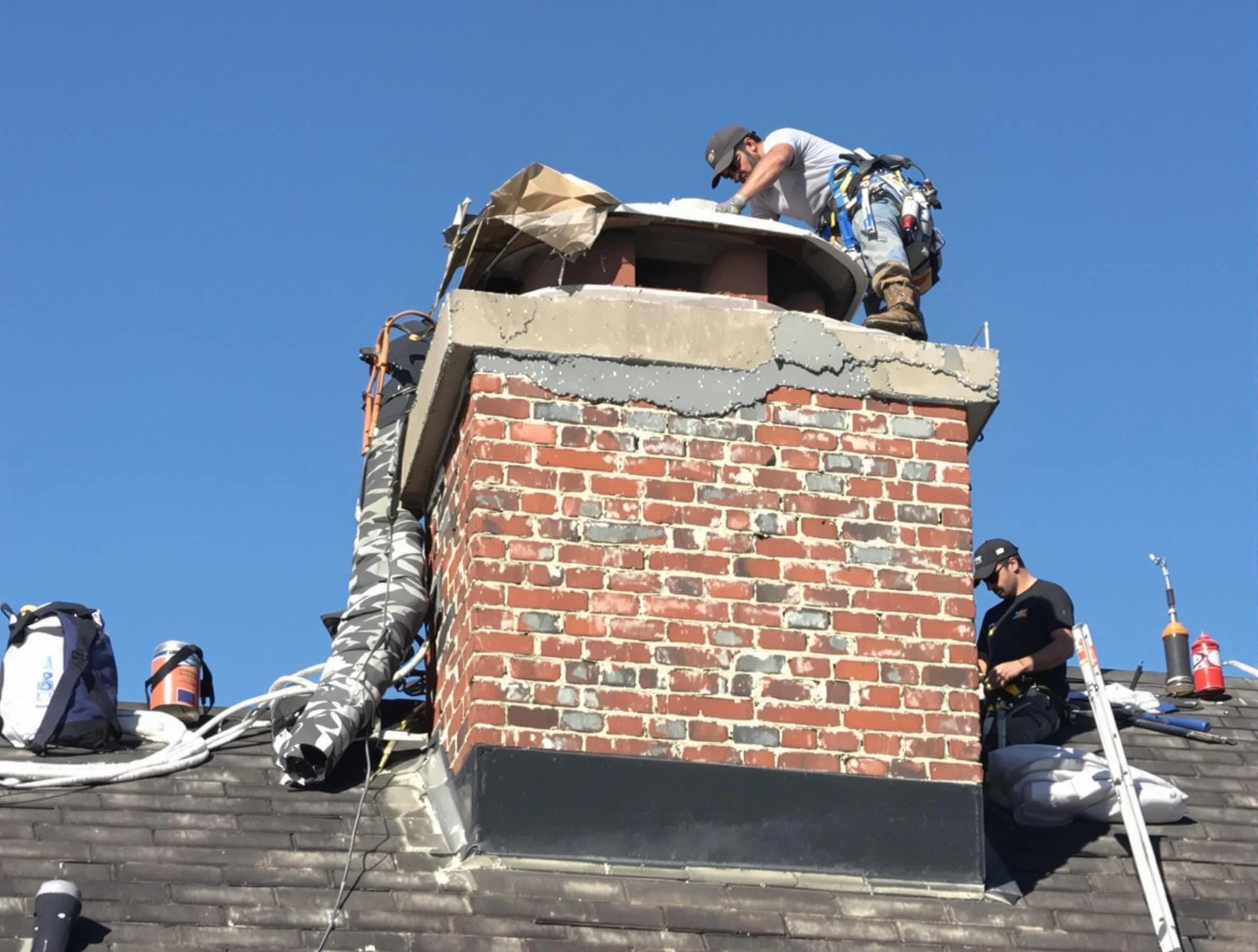 Lake Land'Or Chimney Sweep installing a custom chimney crown in Lake Land'Or, VA