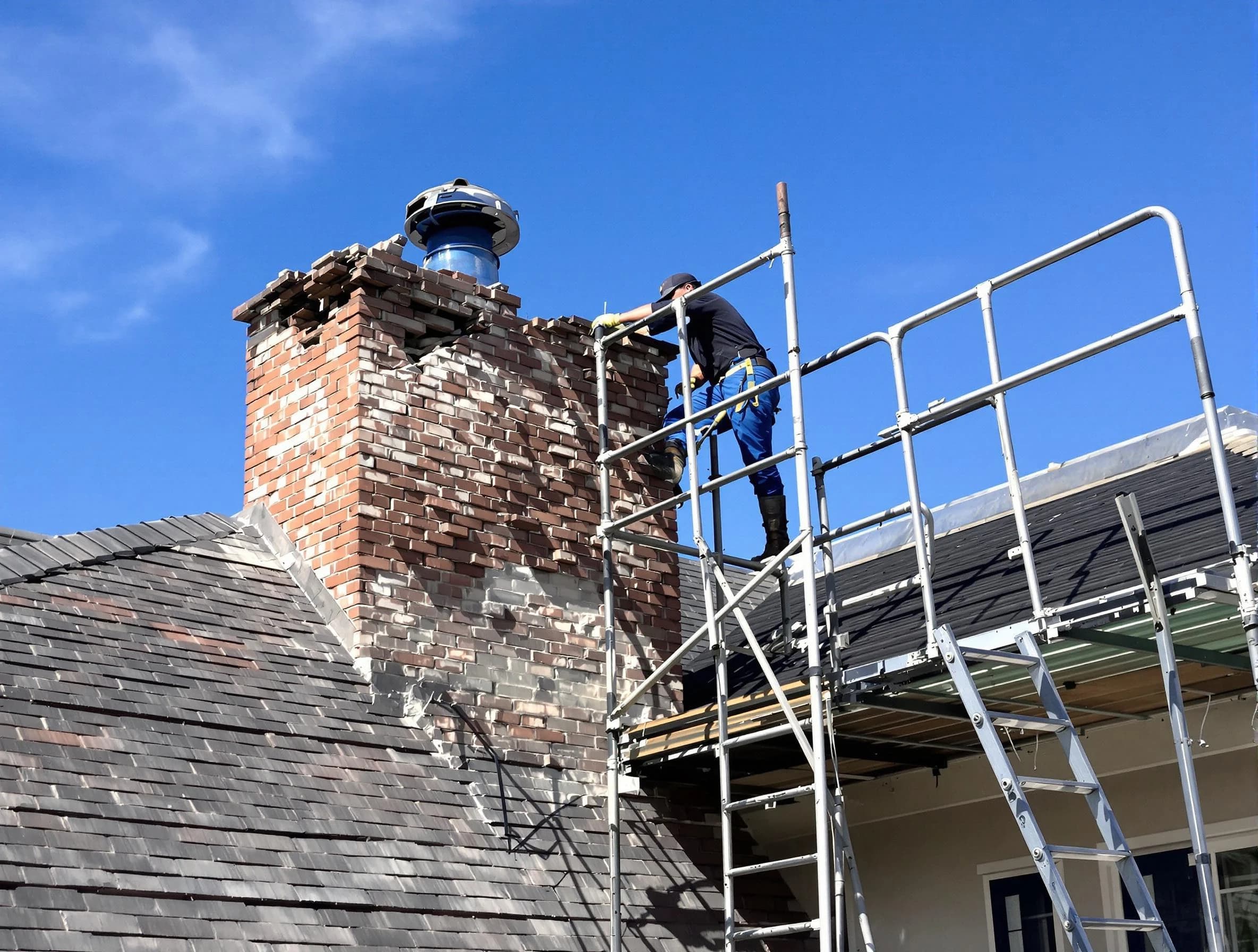 Rebuilding a chimney structure by Lake Land'Or Chimney Sweep in Lake Land'Or, VA