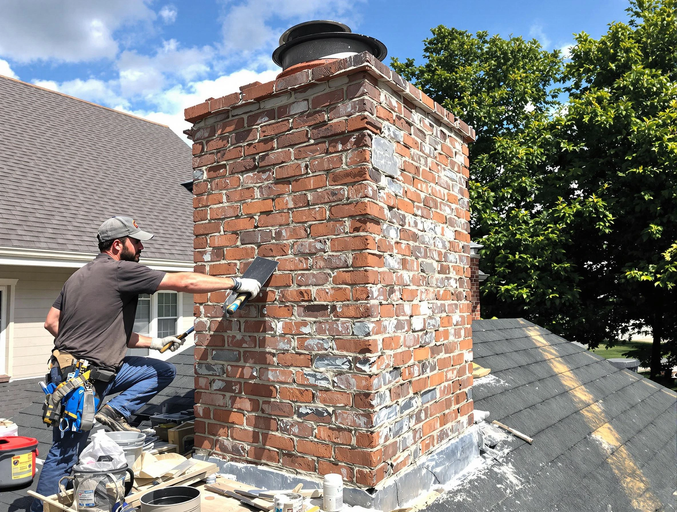 Completed chimney rebuild by Lake Land'Or Chimney Sweep in Lake Land'Or, VA
